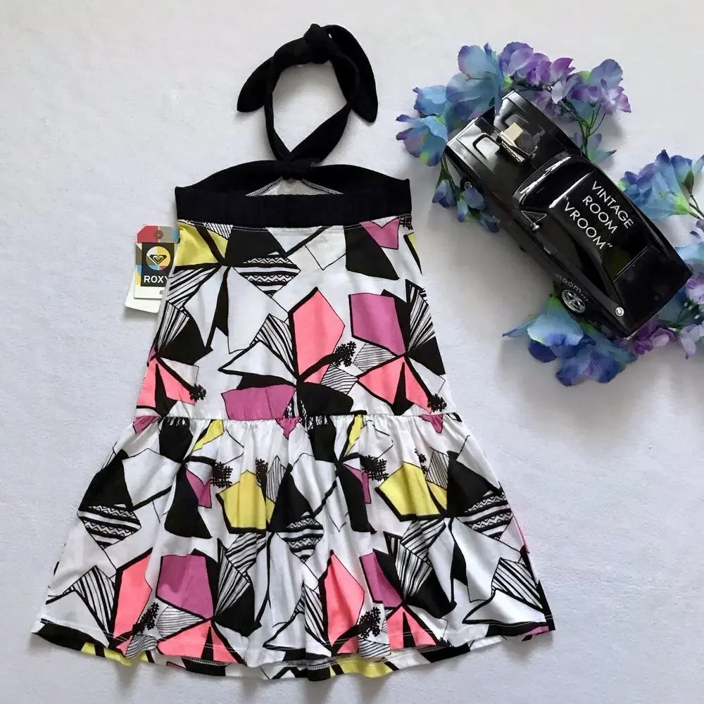 Roxy NWT Halter Blouson Style Dress Girls S (8)
